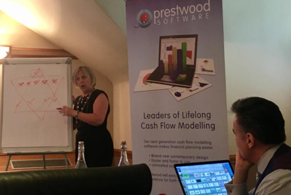 Julie Lord Prestwood board presenting leaders lifelong cash flow modelling software