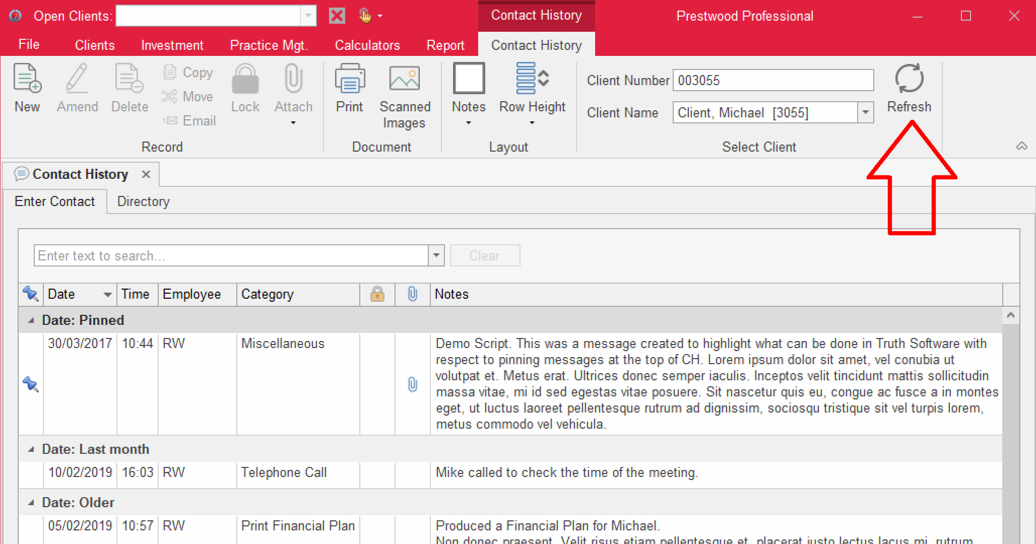 prestwood truth software release notes contact history refresh view new records